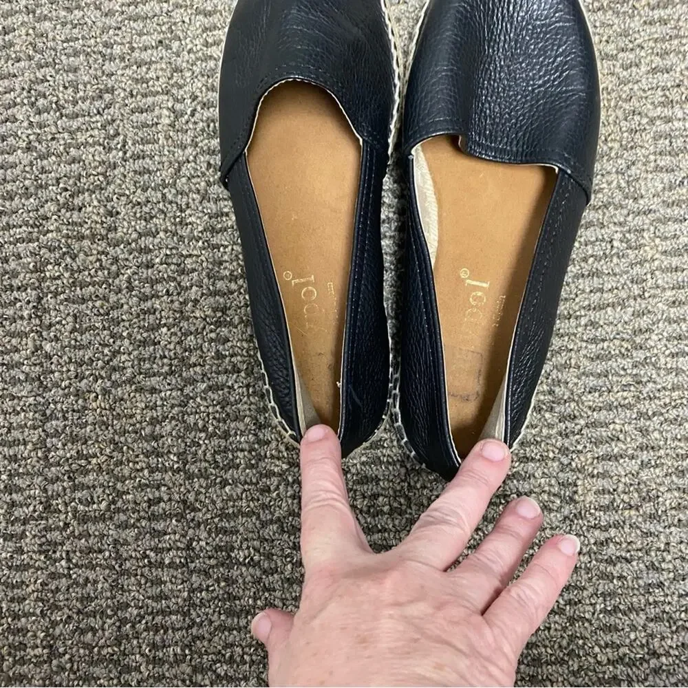 Maypol womens size 9.5 10 Black Leather Espadrilles made in Spain flats loafers